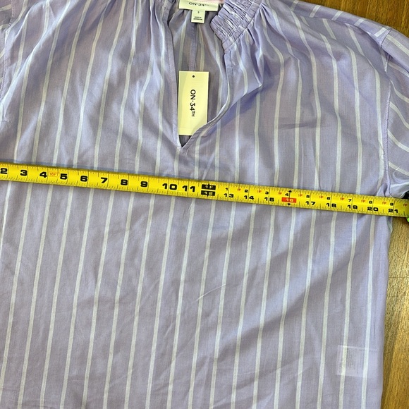 Women's purple and white striped long sleeve blouse - Picture 5 of 5